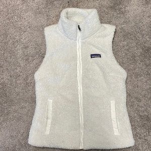 White Patagonia fleece vest, size S